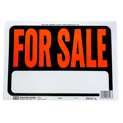 Hy-Glo Series 3006 Identification Sign, for Sale Fluorescent Orange, Plastic Material