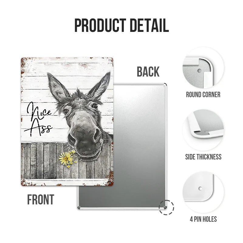 Funny Donkey Sunflower Bathroom Metal Sign Wall Decor Farmhouse Sign for Toilet Restroom Decor Gifts