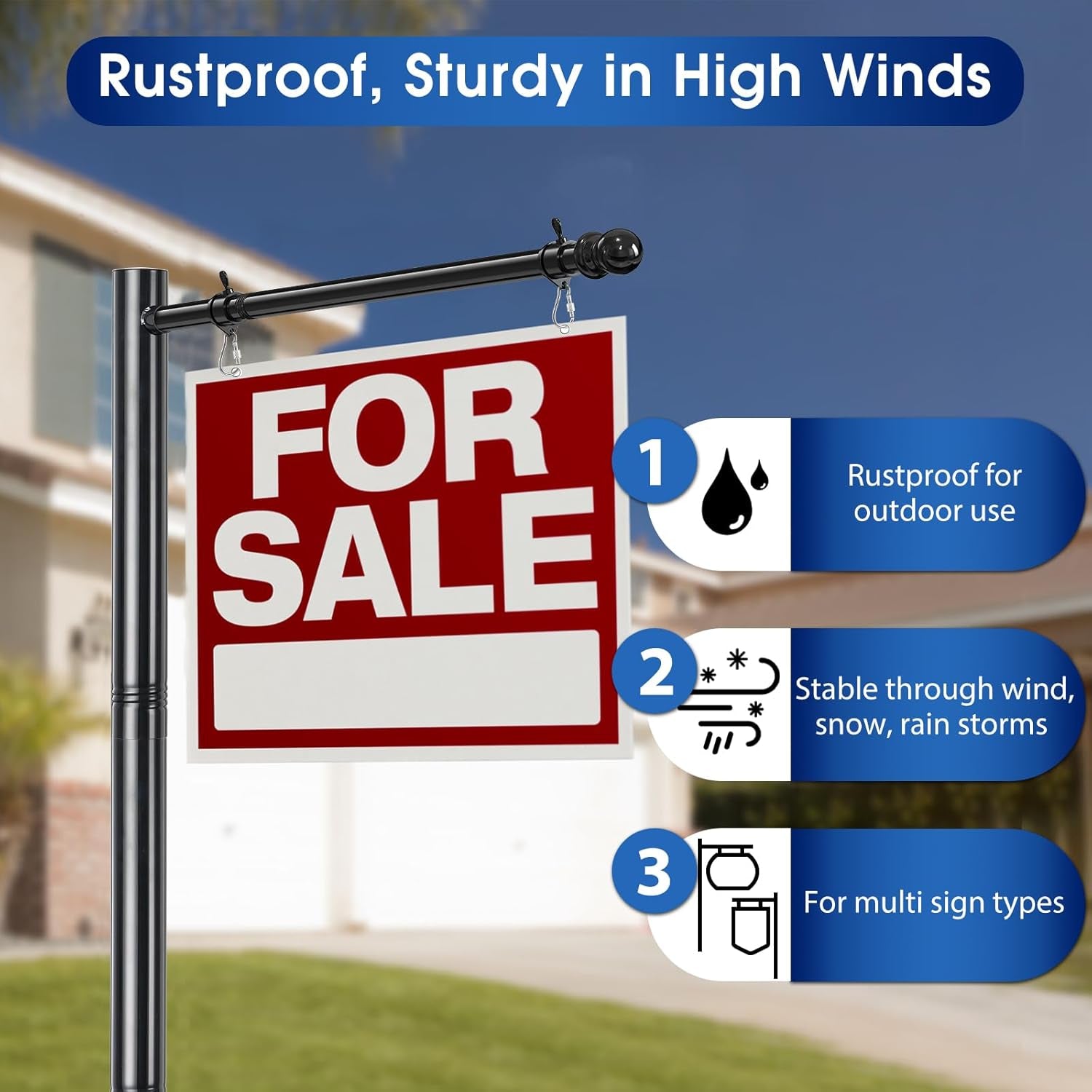 7FT Metal Real Estate Sign Post for Sale & Open House Yard Signs