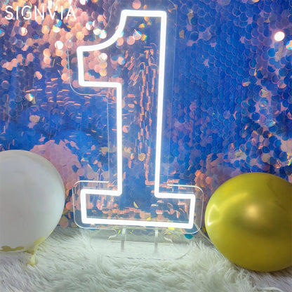 Number 3 Neon Sign 0-9 Wedding Numbers Neon Lights Sign Birthday Home Decor Room Decoration Night Lights Bedroom Neon LED Signs