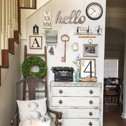 Hello Cutout Sign Made of Wood, Rustic Home Gallery Wall Decor