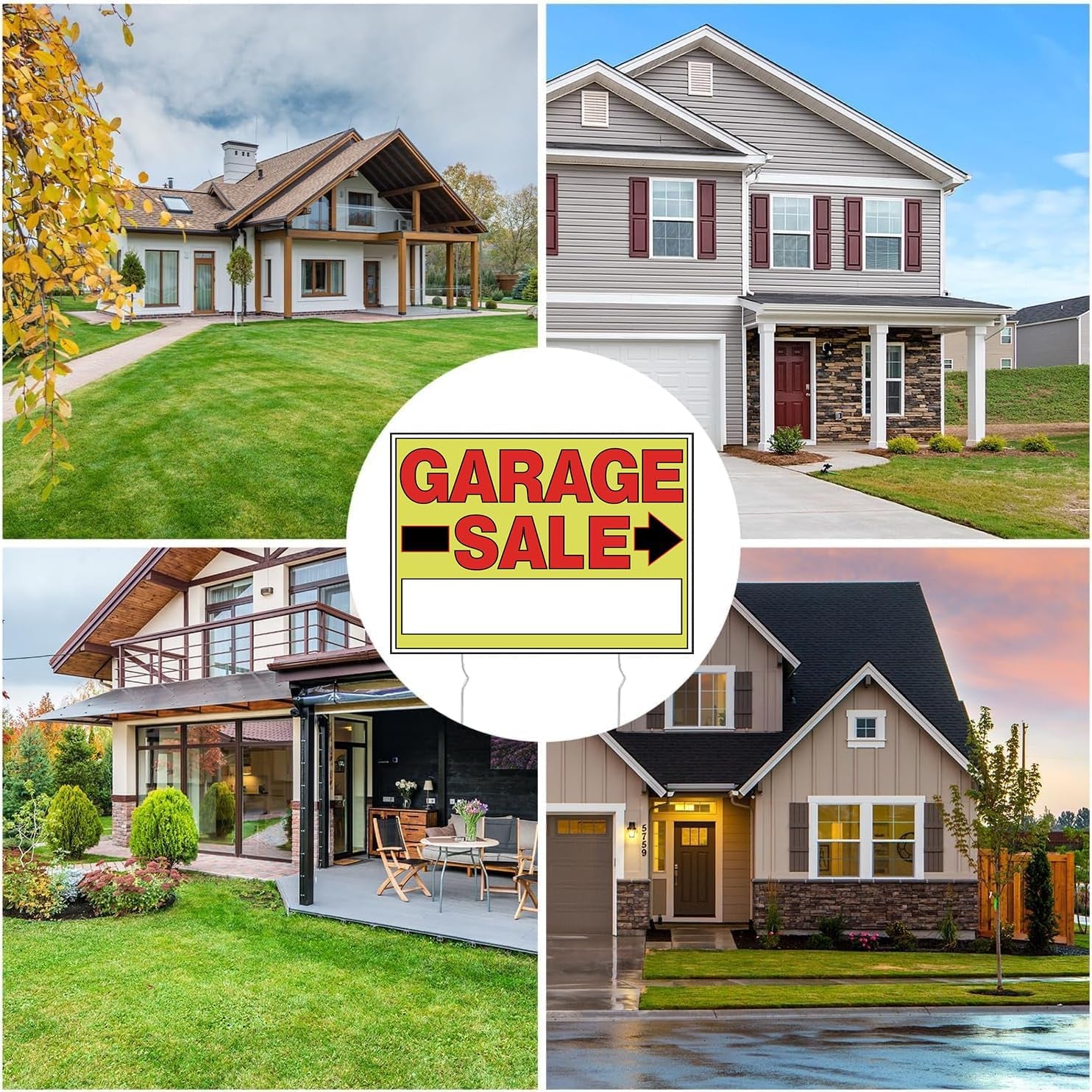 9-Pack Double-Sided Garage Sale & Arrow Signs with Metal Stakes – Waterproof Reu