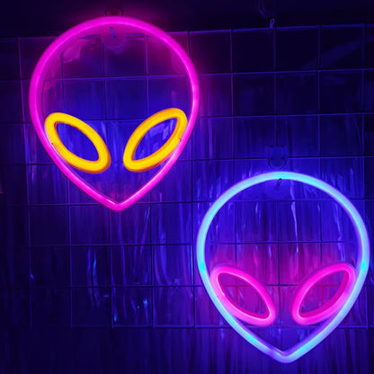 Alien LED Neon Signs Light Logo Gaming Wall Lamp Funny Alien Atmosphere Lighting for Kids Gift Game Office Party Camping Decor