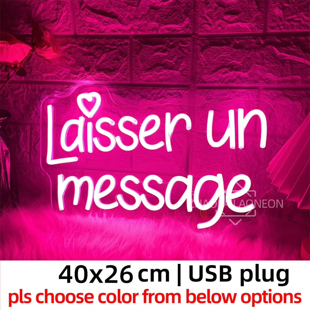 Led Leave a Message Neon Sign Bedroom Party Wall Decor Laisser Un Message Neon Lights USB Wedding Coffee Bar Decoeation Signs