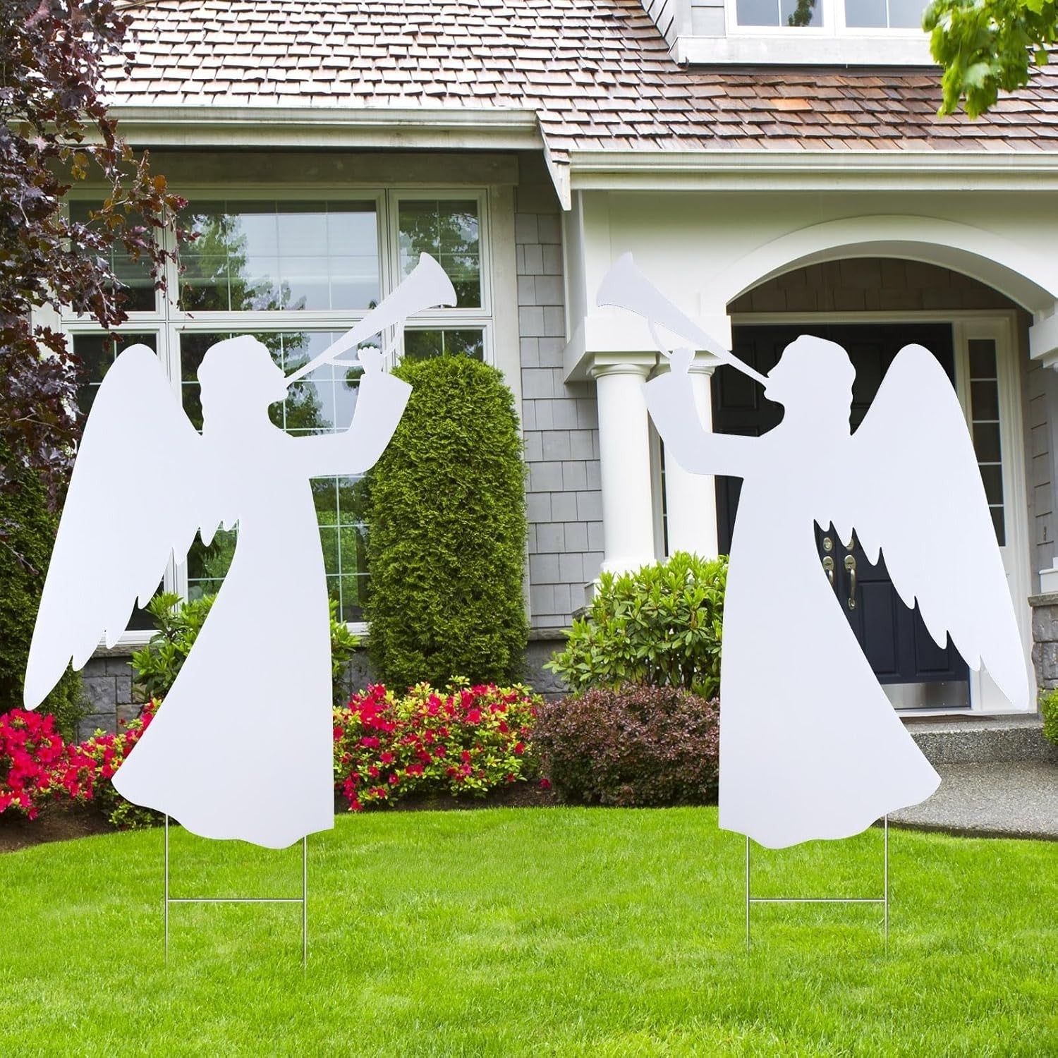 2 Pcs 28 Inch Outdoor Christmas Angel Yard Decorations Nativity Sets with Sta...