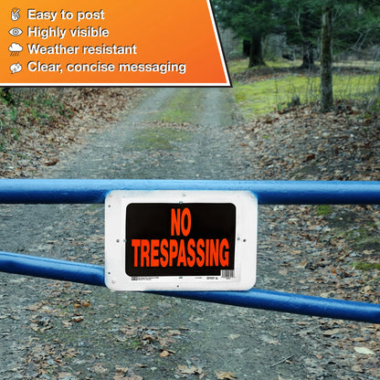 8.5 X 12 Plastic No Trespassing Property Sign, Bold Colors