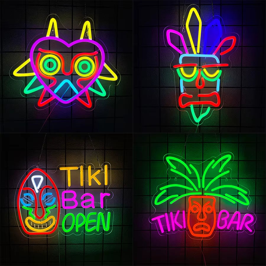 Bar Series Led Neon Signs, Mask Personality Icons, Used in Rooms, Clubs, Bars, Game Rooms, Theme Parties, Man Caves Art Decor.