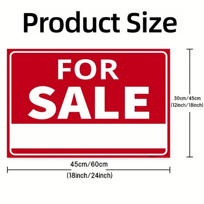 For Sale Yard Sign with Stake, 24X18/18X12 Inch - Single Sided Signs - Corrugated Plastic for Indoor & Outdoor Lawn Decor