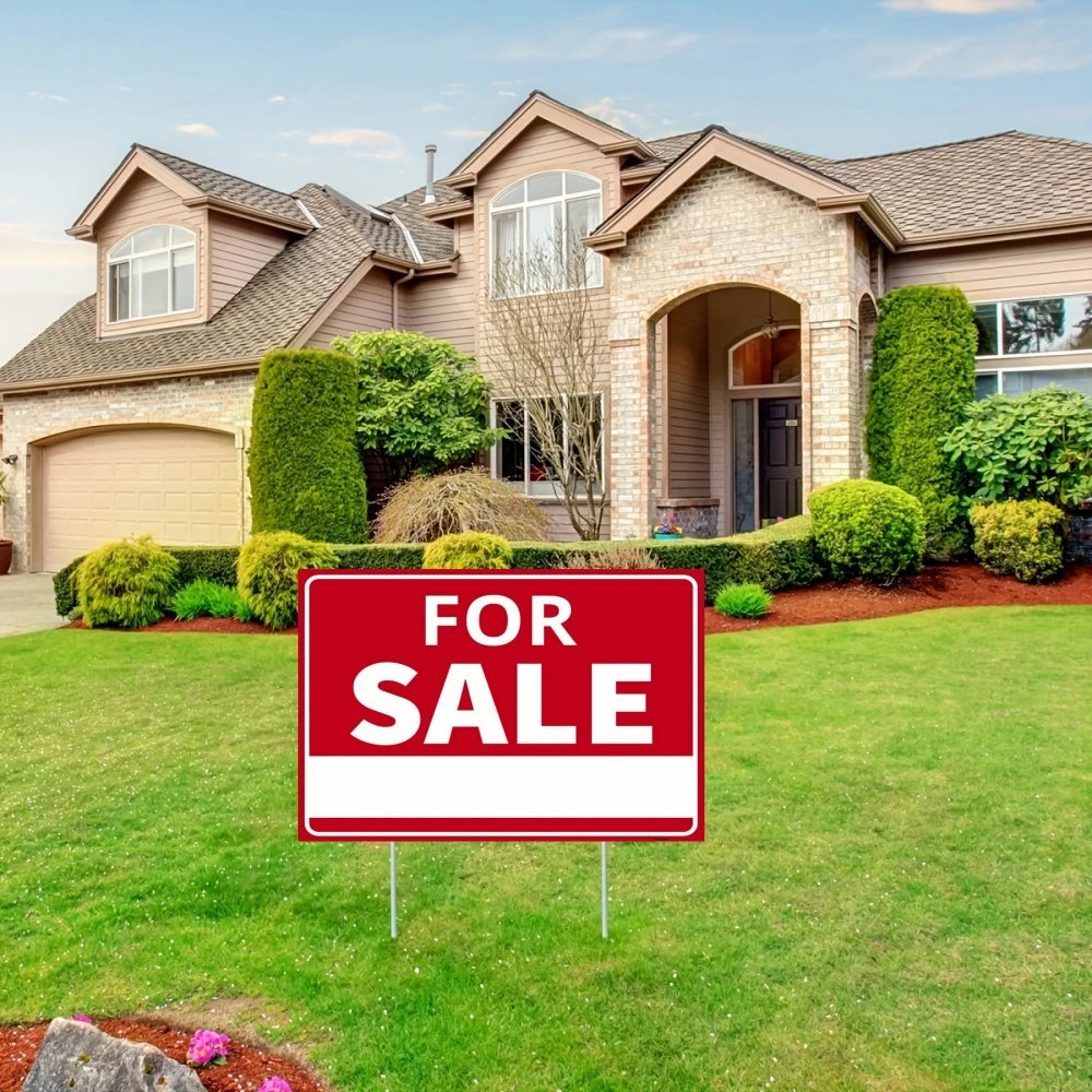 For Sale Yard Sign with Stake, 24X18/18X12 Inch - Single Sided Signs - Corrugated Plastic for Indoor & Outdoor Lawn Decor