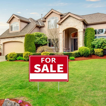 For Sale Yard Sign with Stake, 24X18/18X12 Inch - Single Sided Signs - Corrugated Plastic for Indoor & Outdoor Lawn Decor