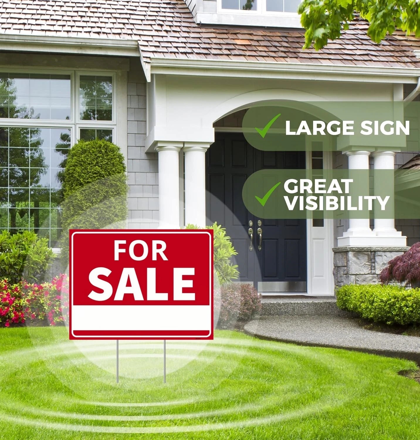 For Sale Yard Sign with Stake, 24X18/18X12 Inch - Single Sided Signs - Corrugated Plastic for Indoor & Outdoor Lawn Decor