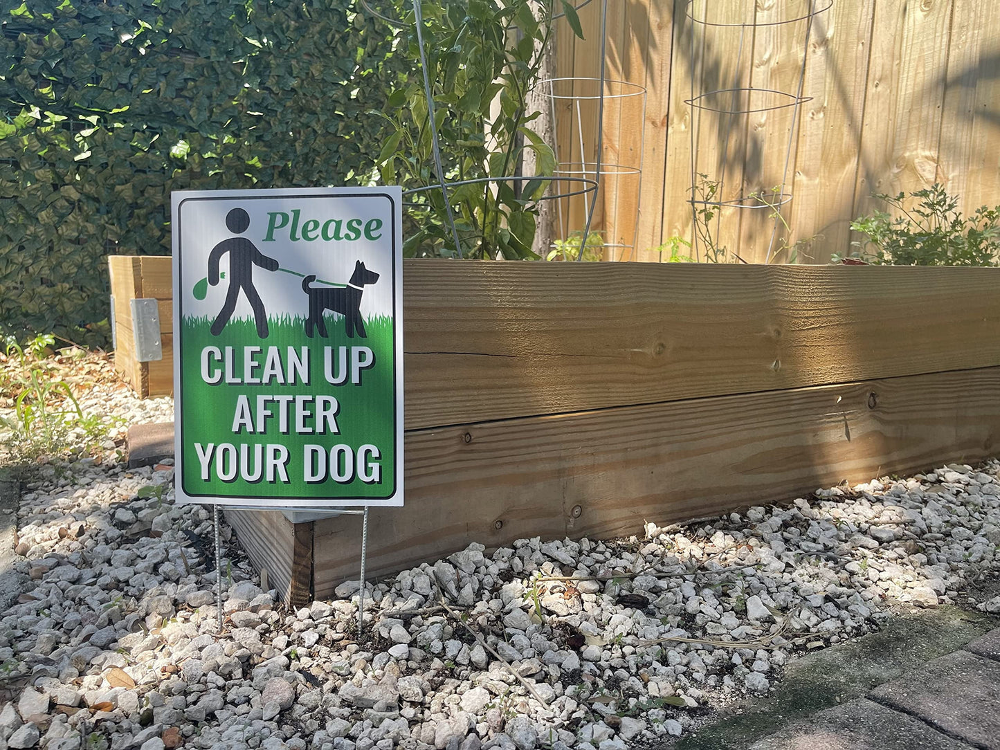 2-Pack Pick up after Your Dog Sign with Metal H-Stake - Weatherproof Clean up after Your Dog Notice for Yard - Double-Sided No Poop Lawn Signs - 12X9-In