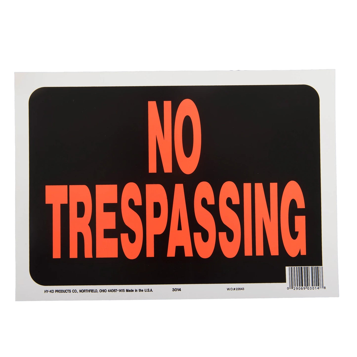 8.5 X 12 Plastic No Trespassing Property Sign, Bold Colors