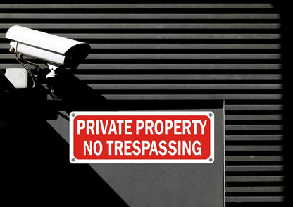 2 Pack No Trespassing Signs Private Property Warning Yard Sign, 10X3.5 Inch