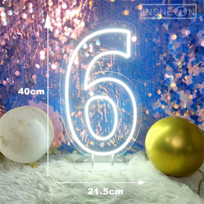 Number 3 Neon Sign 0-9 Wedding Numbers Neon Lights Sign Birthday Home Decor Room Decoration Night Lights Bedroom Neon LED Signs