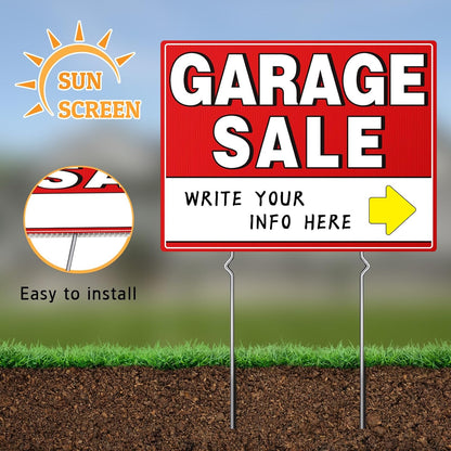 7-Pack 17"X13" Double-Sided Garage Sale Signs with Metal Stakes & 20 Arrow Stick