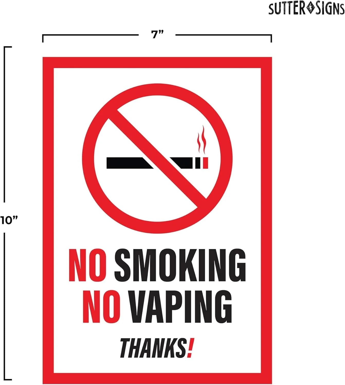 4Pcs No Vaping No Smoking Sticker Signs | No Smoking or Vapor Sign for Business or for Home | Weatherproof Vinyl Decals, 7" X 10"