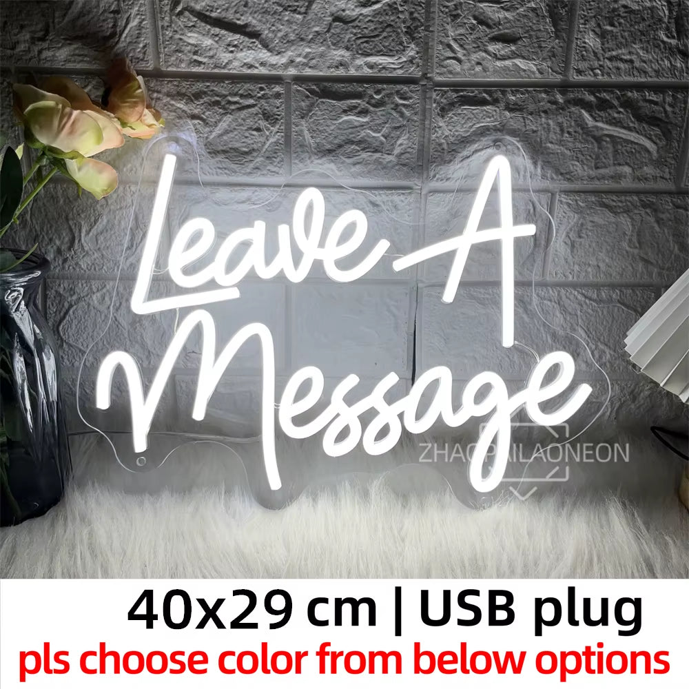 Led Leave a Message Neon Sign Bedroom Party Wall Decor Laisser Un Message Neon Lights USB Wedding Coffee Bar Decoeation Signs