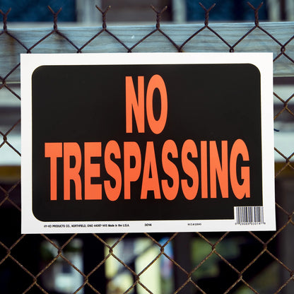 8.5 X 12 Plastic No Trespassing Property Sign, Bold Colors