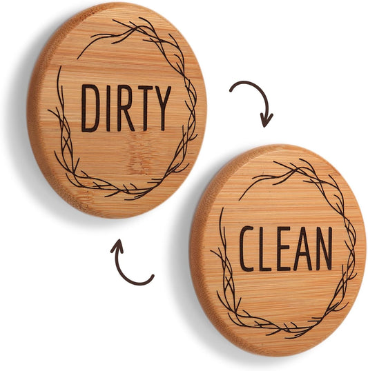 Bamboo Magnet Clean Dirty Sign for Dishwasher