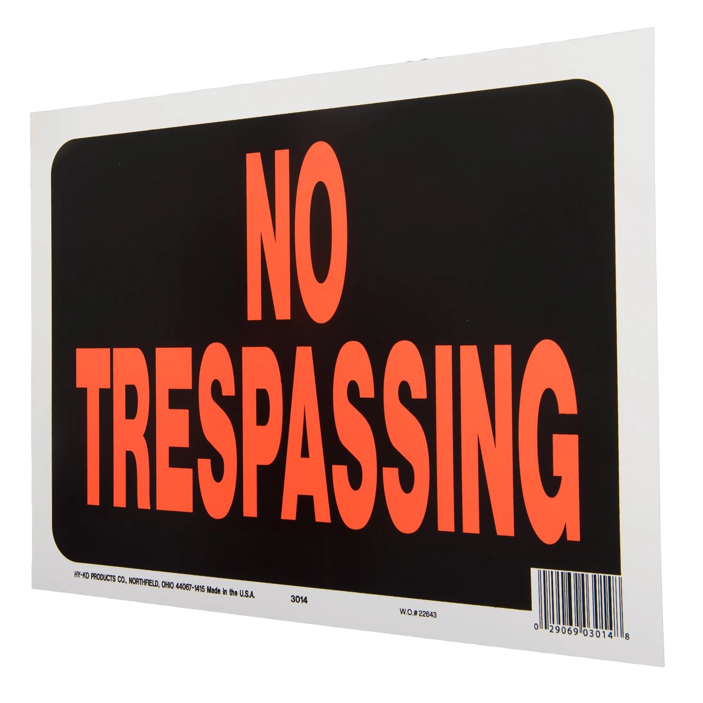 8.5 X 12 Plastic No Trespassing Property Sign, Bold Colors