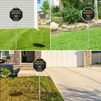 Private Property No Soliciting Sign for House with 42" Stake, 2-Pack 10"X10" Rust Free Heavy Reflective Aluminum