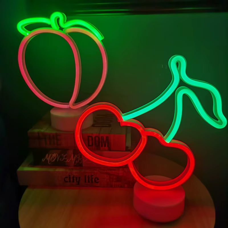 Cherry Banana Neon Lamp LED Neon Signs Lamp for Home Party Room Birthday Kids' Bedroom Fruit Store Markets Wall Art Decor