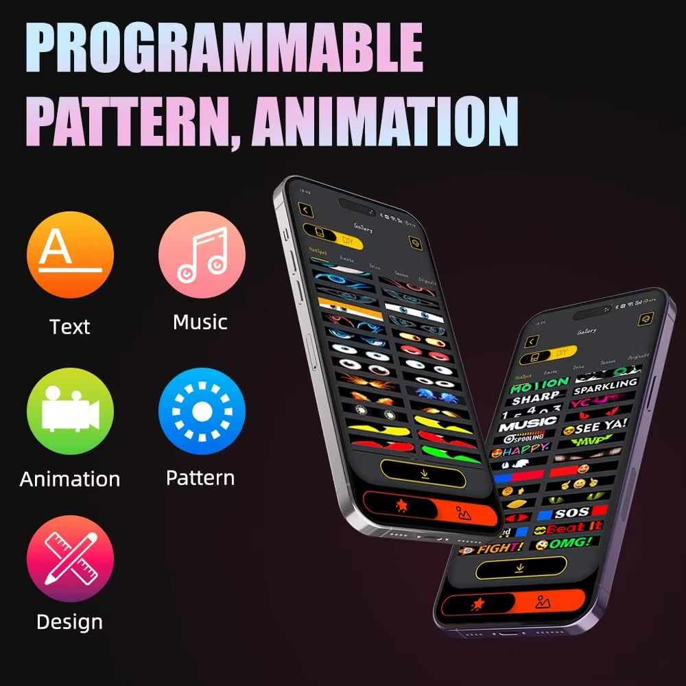 Smart LED Matrix Panel Scrolling Bright Advertising USB 5V Bluetooth App Remote Controlled Sign Light Programmable LED Car Sign