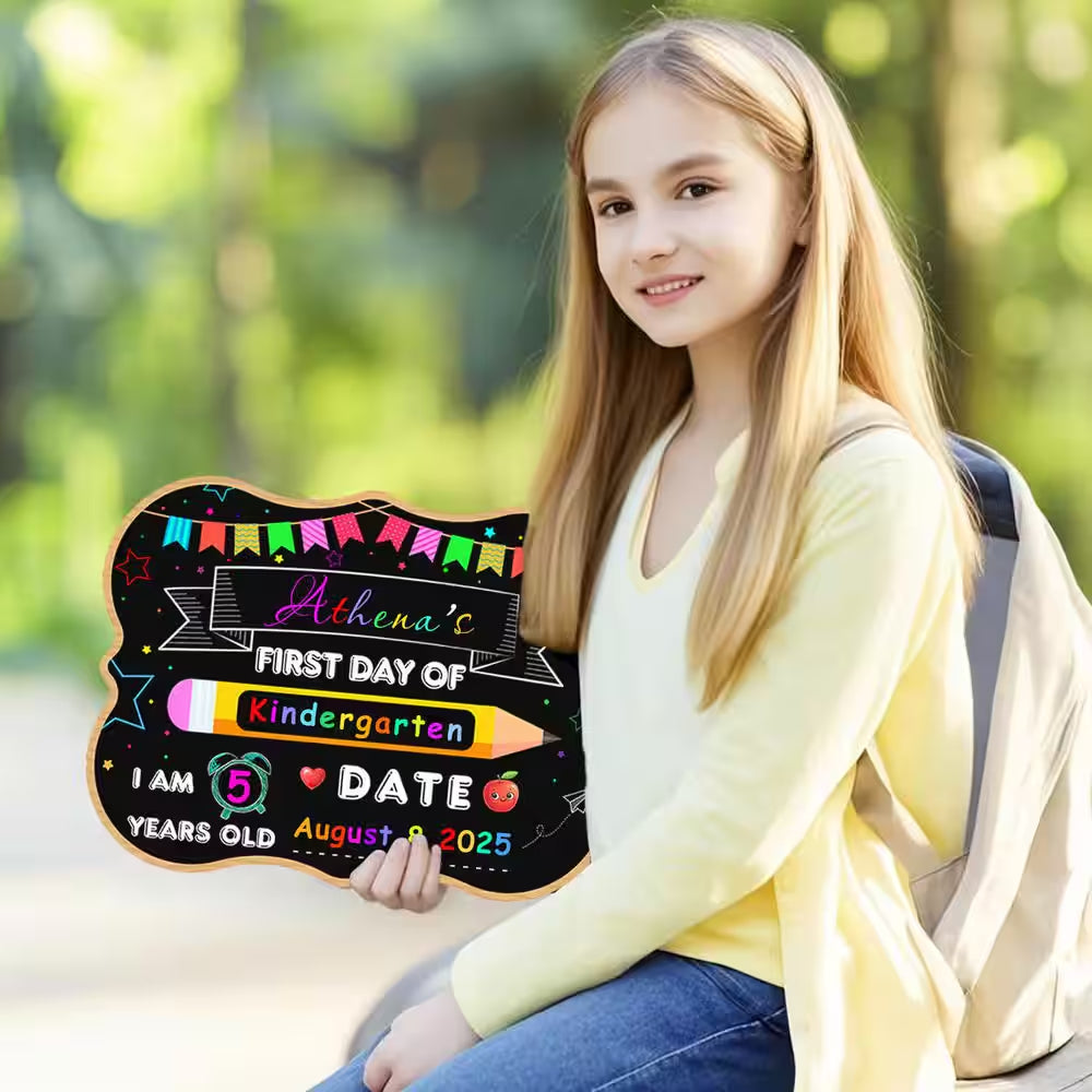 2-Pack 9 In. X 12 In. Double Sided School Chalkboard Signs for First and Last Day of School Photo Props