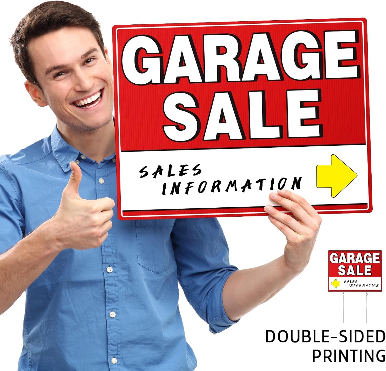 7-Pack 17"X13" Double-Sided Garage Sale Signs with Metal Stakes & 20 Arrow Stick