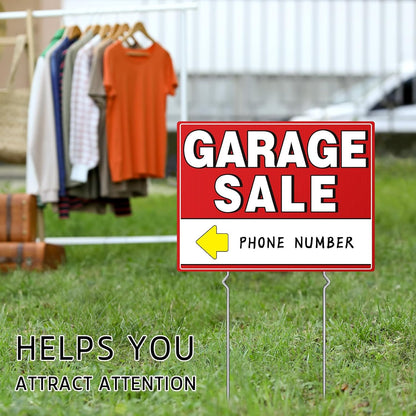 7-Pack 17"X13" Double-Sided Garage Sale Signs with Metal Stakes & 20 Arrow Stick