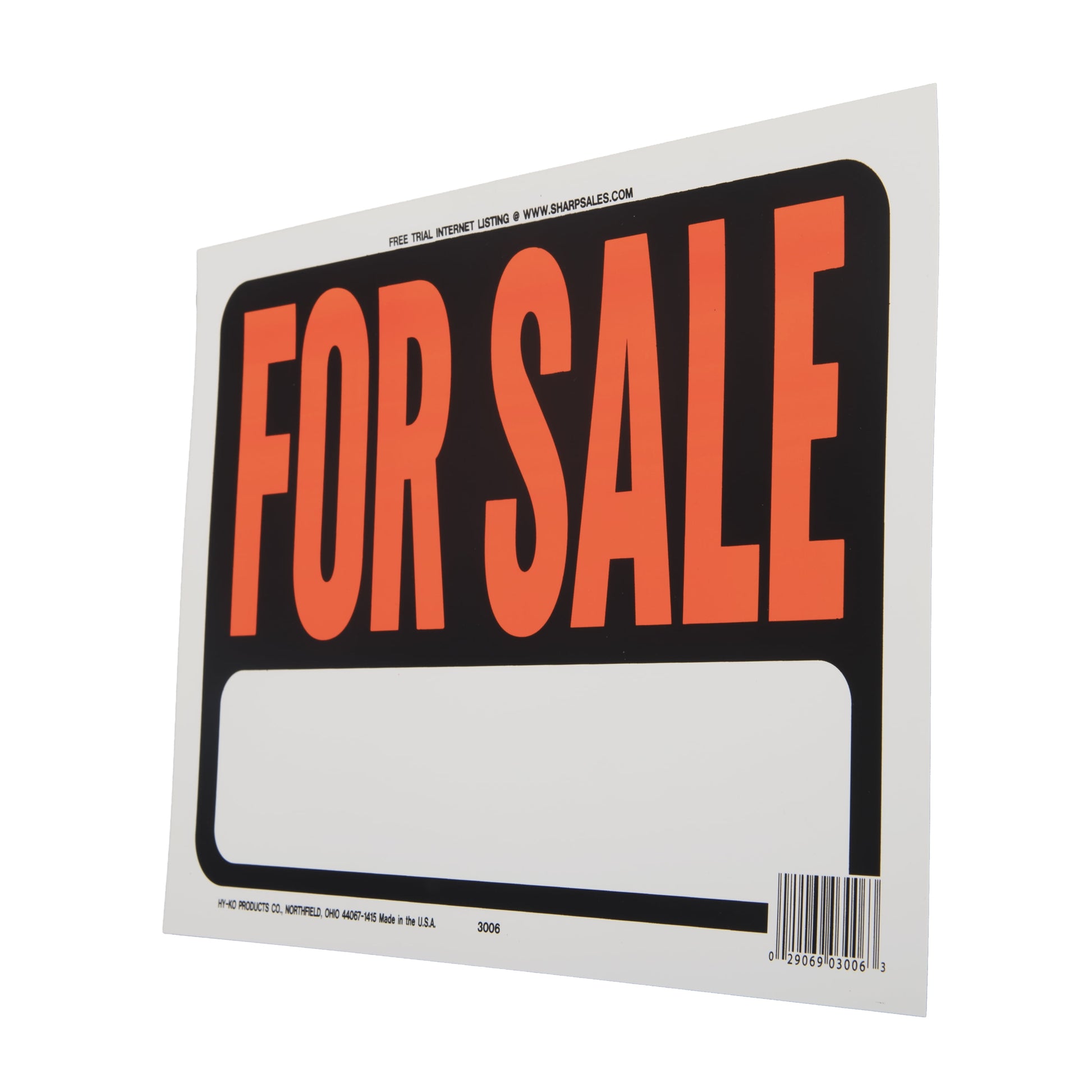 Hy-Glo Series 3006 Identification Sign, for Sale Fluorescent Orange, Plastic Material