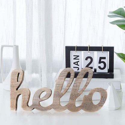 Hello Cutout Sign Made of Wood, Rustic Home Gallery Wall Decor