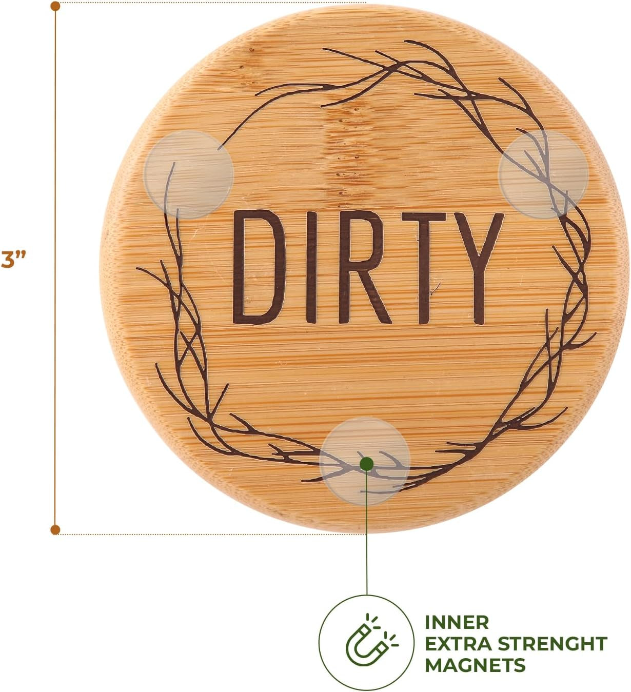 Bamboo Magnet Clean Dirty Sign for Dishwasher