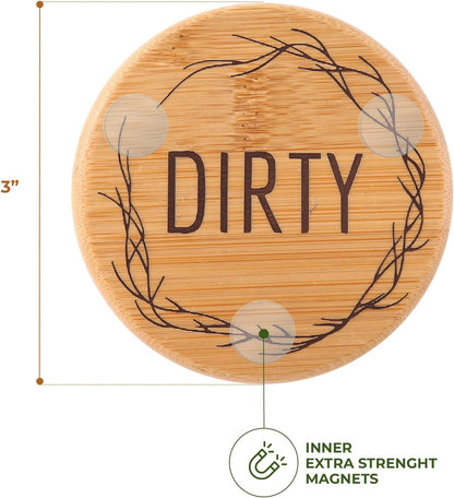 Bamboo Magnet Clean Dirty Sign for Dishwasher