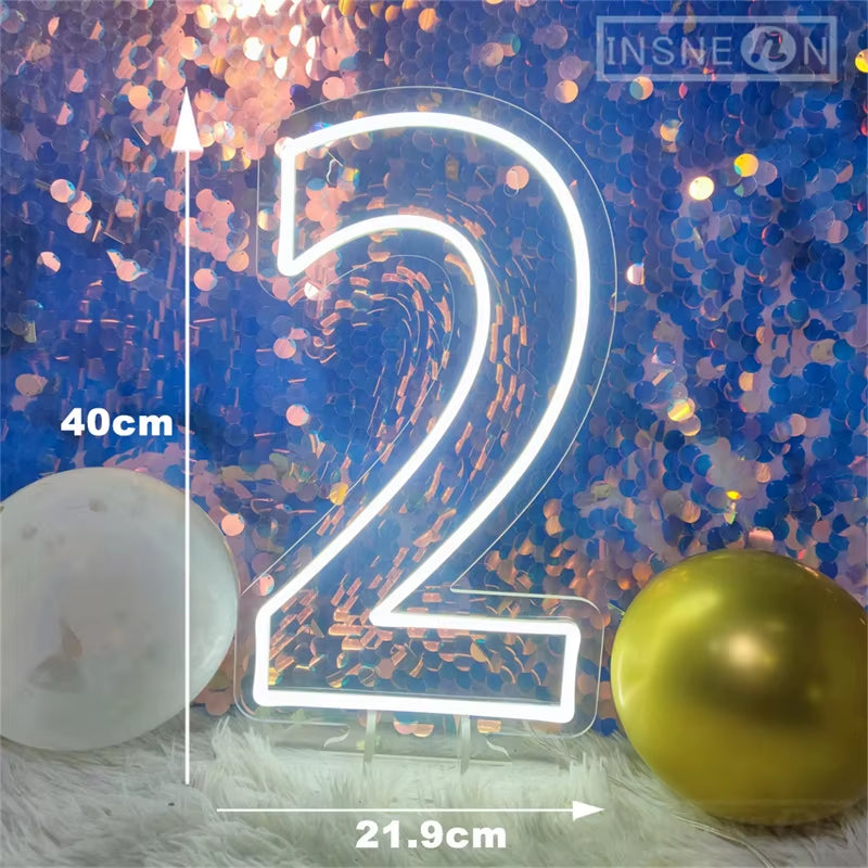 Number 3 Neon Sign 0-9 Wedding Numbers Neon Lights Sign Birthday Home Decor Room Decoration Night Lights Bedroom Neon LED Signs