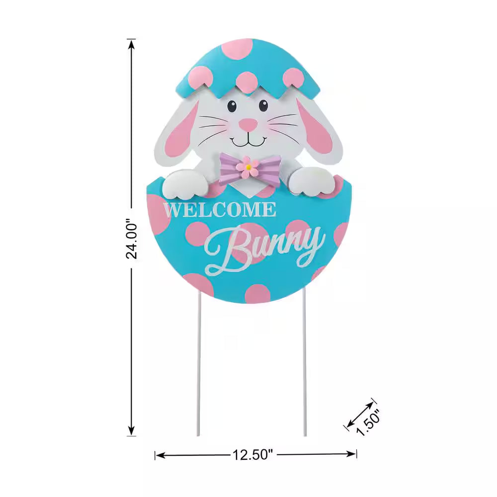 24 In. H Easter Metal Bunny Egg Yard Stake