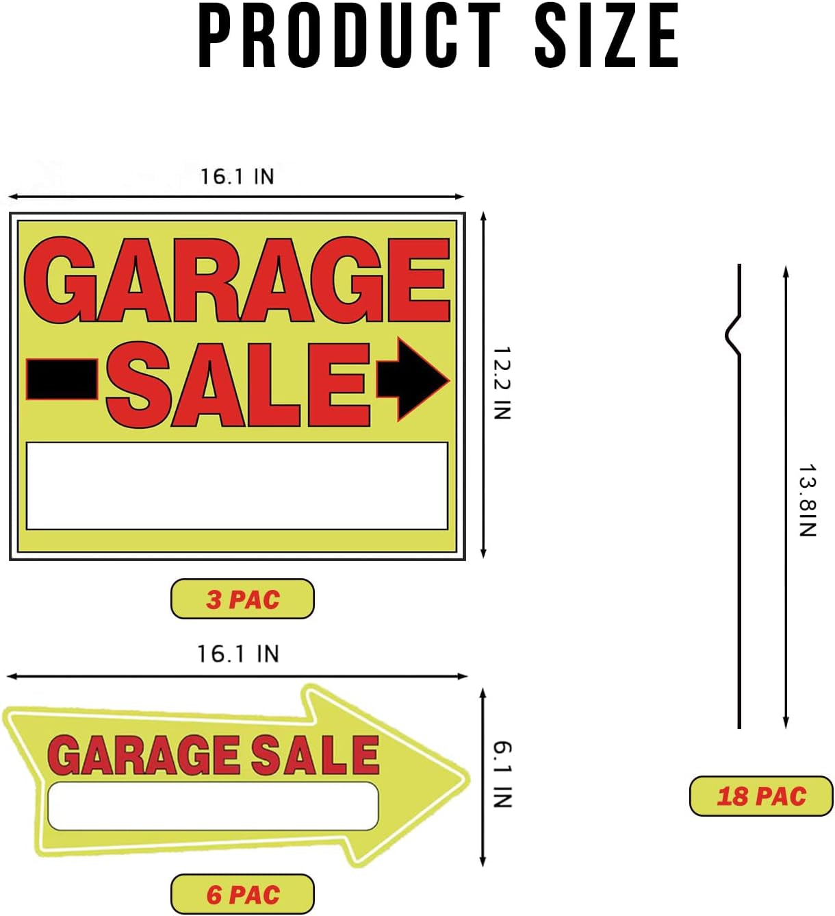 9-Pack Double-Sided Garage Sale & Arrow Signs with Metal Stakes – Waterproof Reu