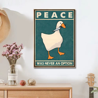 Goose Peace Was Never an Option Funny Goose Canvas Prints Posters Goose Meme Art Signs Modern Home Living Room Decor Paintings