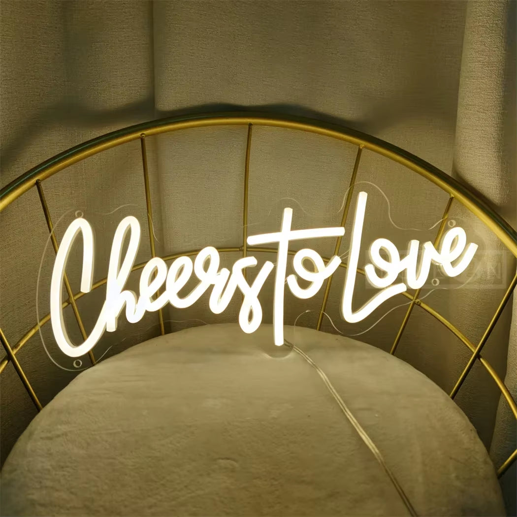 Mr and Mrs Neon Sign, Wall Decoration Light for Wedding and Engagement Decoration, Cheers to Love Neon Sign, LED Neon Signs