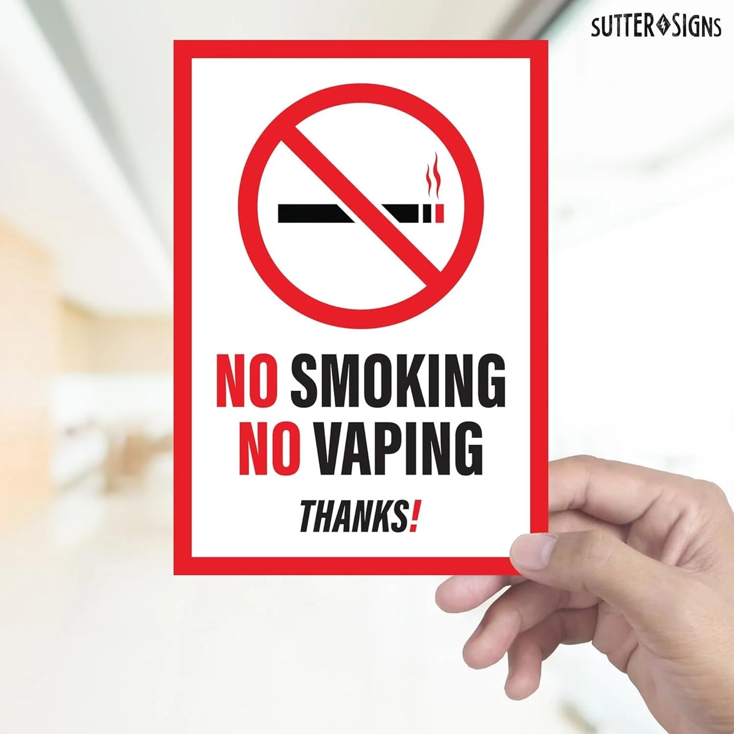 4Pcs No Vaping No Smoking Sticker Signs | No Smoking or Vapor Sign for Business or for Home | Weatherproof Vinyl Decals, 7" X 10"