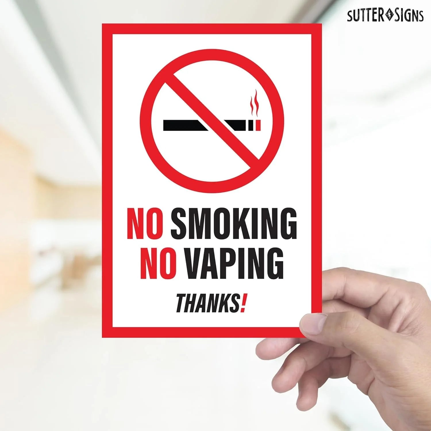 4Pcs No Vaping No Smoking Sticker Signs | No Smoking or Vapor Sign for Business or for Home | Weatherproof Vinyl Decals, 7" X 10"