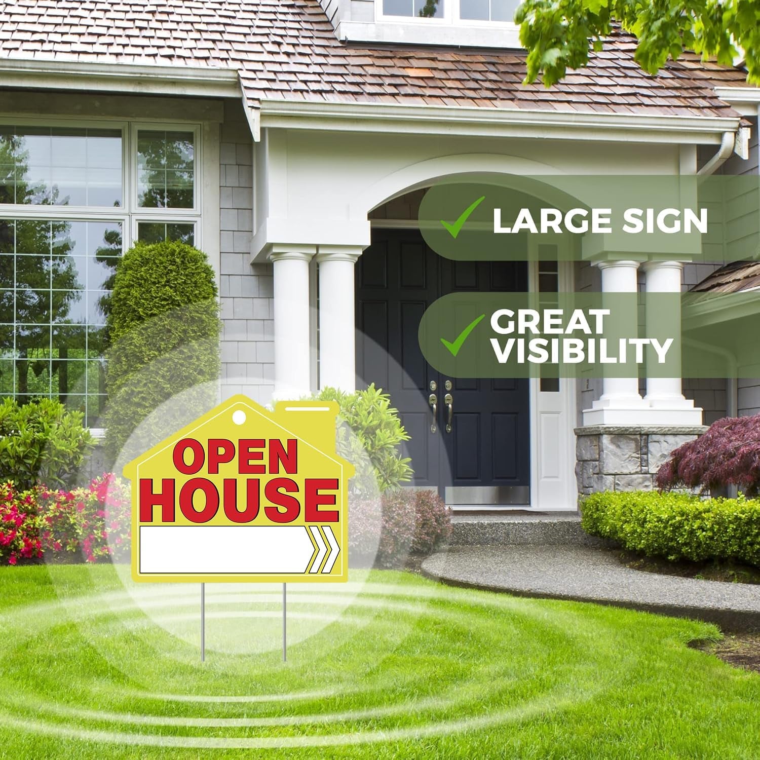Open House Signs for Real Estate – 4 Pack Large Double-Sided Yard Signs with 28I