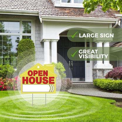 Open House Signs for Real Estate – 4 Pack Large Double-Sided Yard Signs with 28I