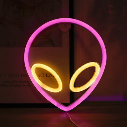 Alien LED Neon Signs Light Logo Gaming Wall Lamp Funny Alien Atmosphere Lighting for Kids Gift Game Office Party Camping Decor