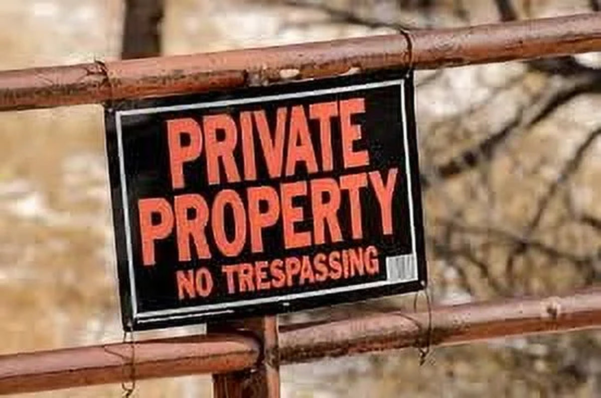 Products 848 Private Property No Trespassing Aluminum Sign 9.25" X 14" Orange/Black, 1 Piece