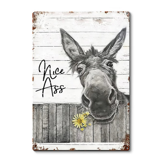 Funny Donkey Sunflower Bathroom Metal Sign Wall Decor Farmhouse Sign for Toilet Restroom Decor Gifts