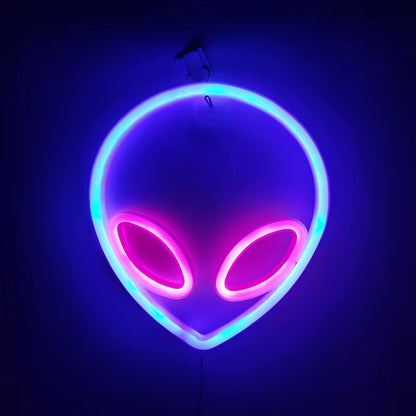 Alien LED Neon Signs Light Logo Gaming Wall Lamp Funny Alien Atmosphere Lighting for Kids Gift Game Office Party Camping Decor