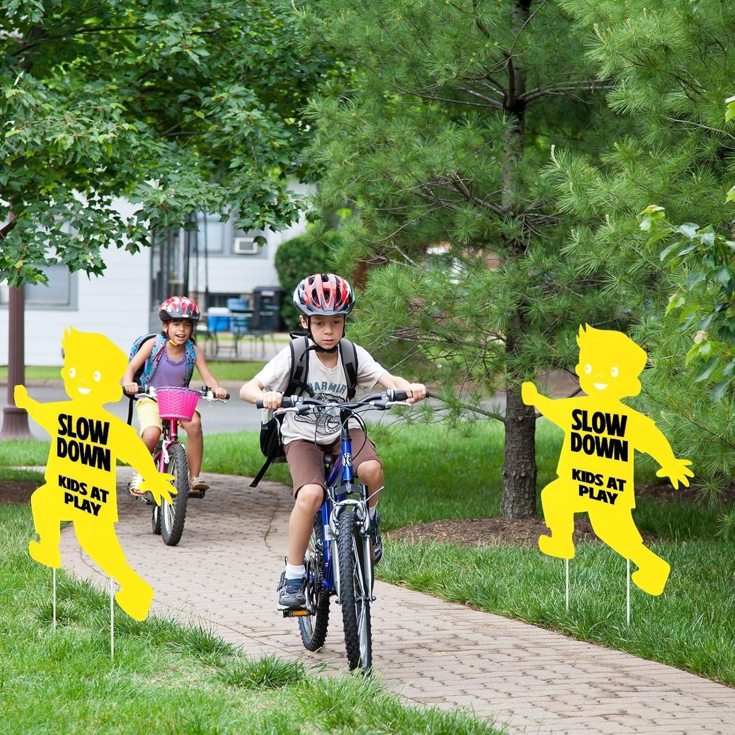 4 Pack Slow down Kids at Play Signs Street Safety Sign 16 X 12 Inches Plastic