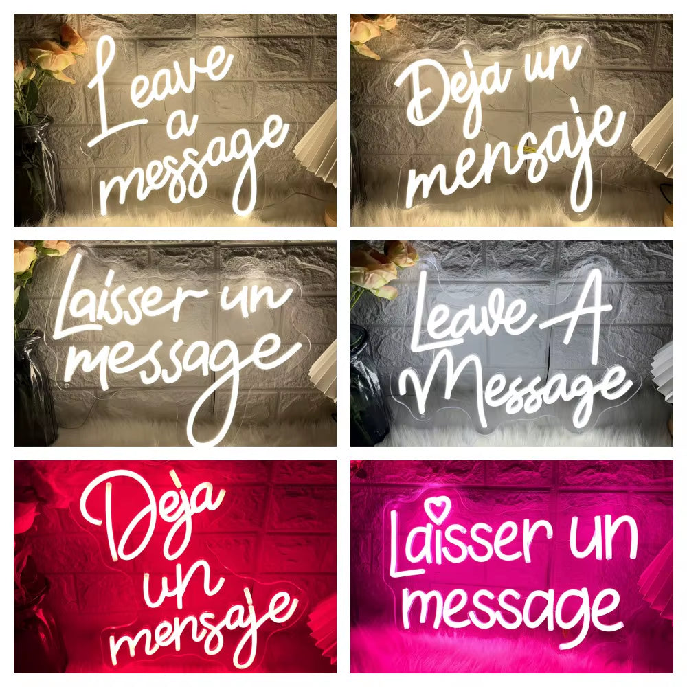 Led Leave a Message Neon Sign Bedroom Party Wall Decor Laisser Un Message Neon Lights USB Wedding Coffee Bar Decoeation Signs